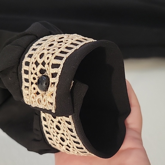 Jumpsuits Dressy Fashion Lace V Neck Long Sleeve Wide Leg Pants Romper with Belt - Picture 6 of 12